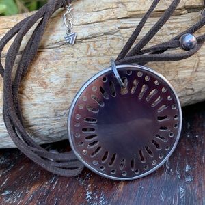 Silpada Silver & Brown Pen Shell Pendant Necklace